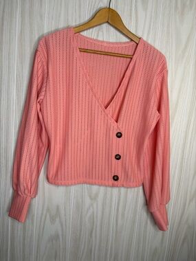 Coral Women's Pink V-Neck Button Blouse